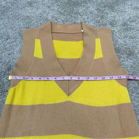 Anthropologie Cashmere Yellow Tan Striped Sweater Dress Size M - Picture 9 of 9